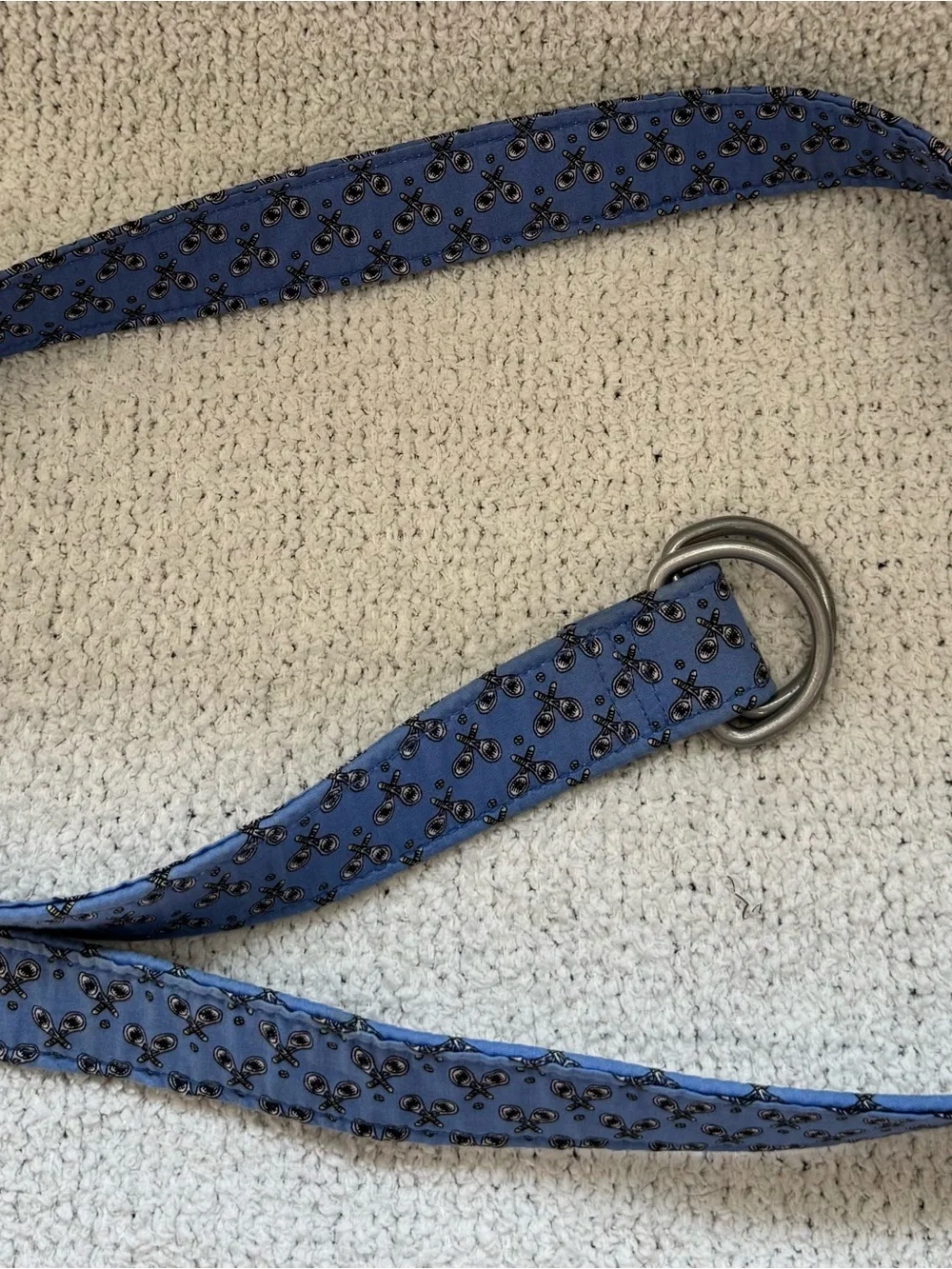 Vintage SERO Tennis Design Ring Belt Med. 34-36 Blue Cotton Preppy Golf
